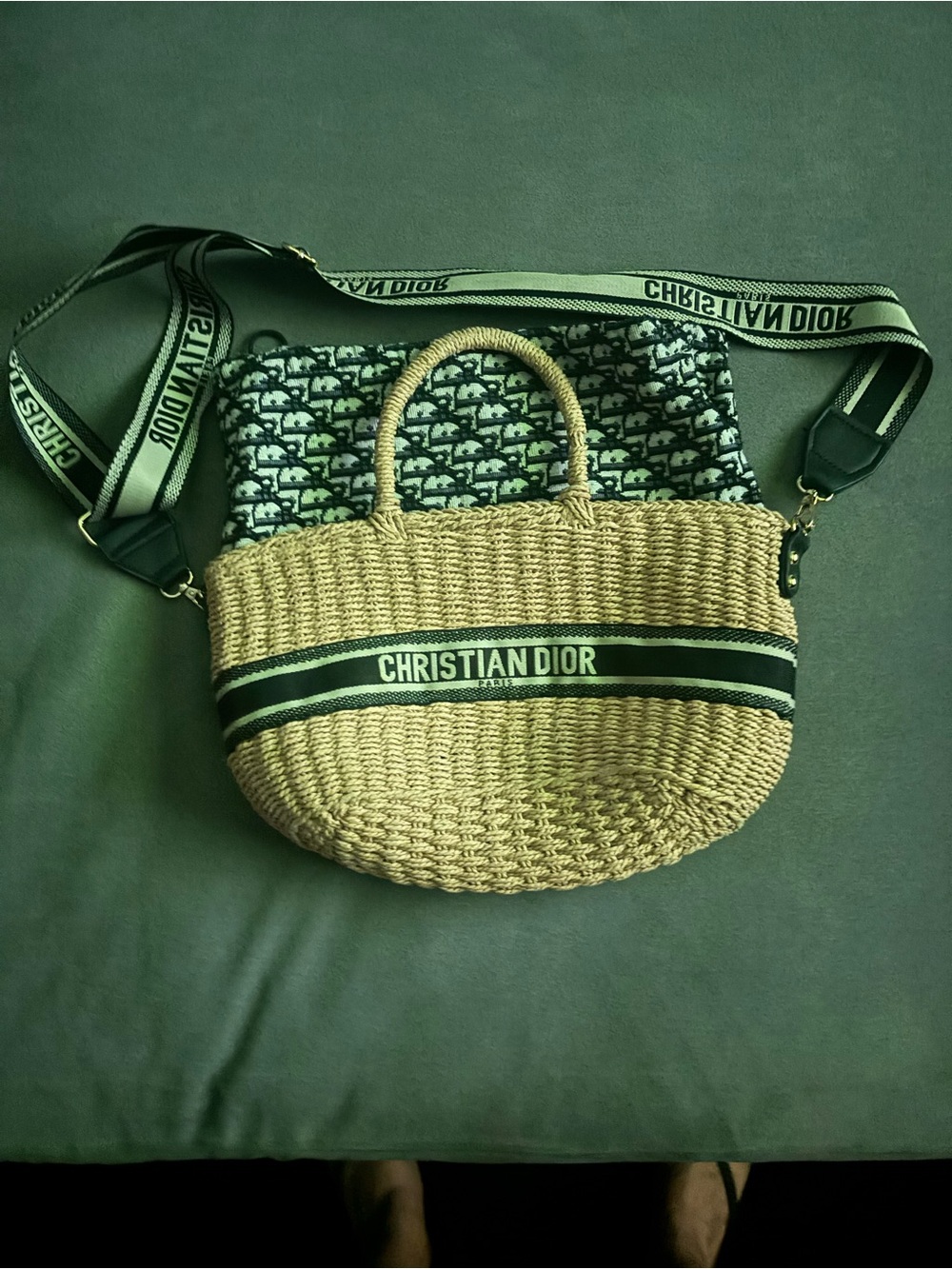 Dior Small Wicker Tote Bag with Black logo Band